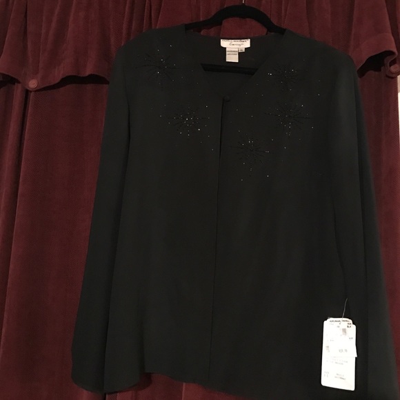 Formal  black jacket/beads in bursting patterns
