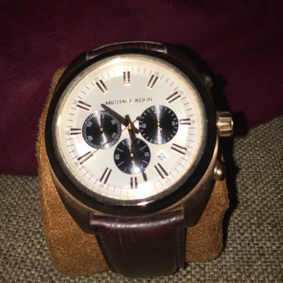 Michael Kors brown leather rose gold watch mk8271