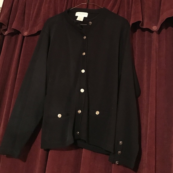 Dress up any outfit w black gold button sweater