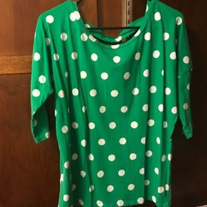 Green an White Polka Dot Top