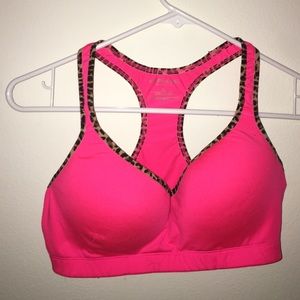 material girl pink cheetah sports bra