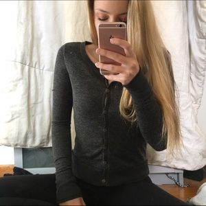 charcoal button up cardigan