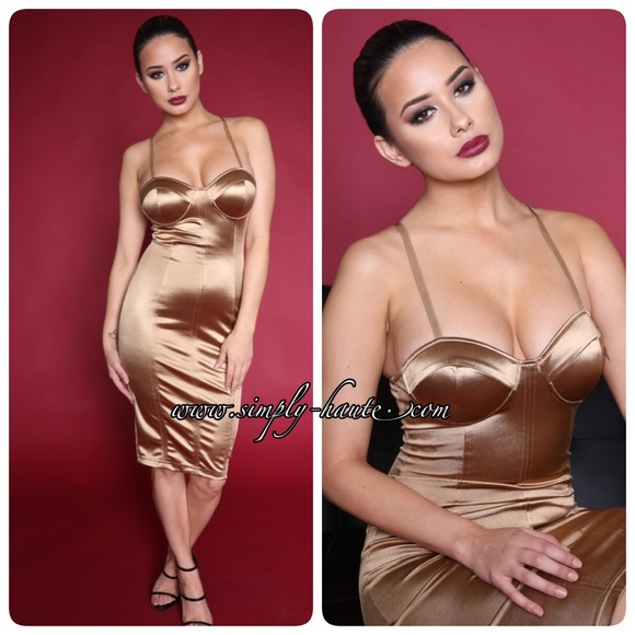 gold bustier dress