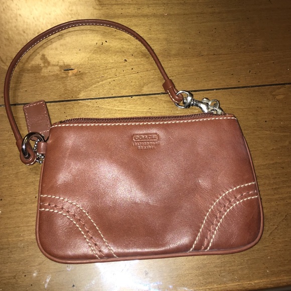 Coach brown wristlet
