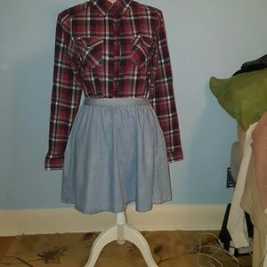 Light blue chambray skirt