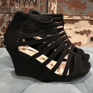 Black Strappy Wedges