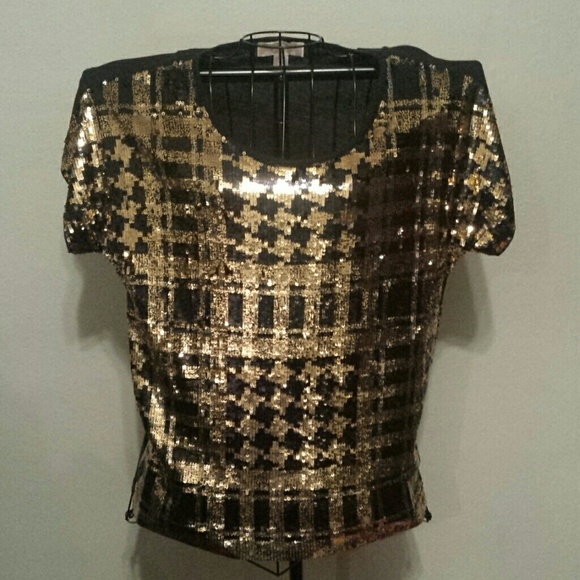 Michael Kors gold and black sequined top