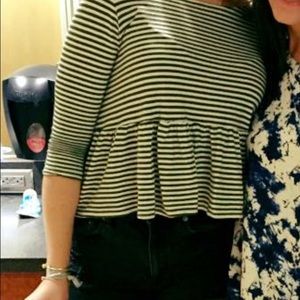 FREE PEOPLE STRIPE CROP TOP