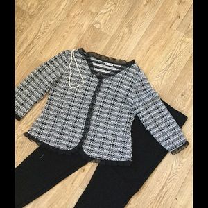 Dressy Blouse  L/XL with Shear Black Ruffles