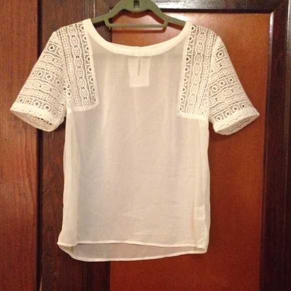 White sheer short sleeve top