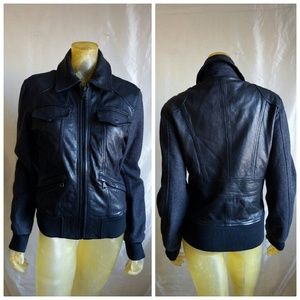LAST PRICE DROP before going to donation! D&G Black Leather & Wool Bomber