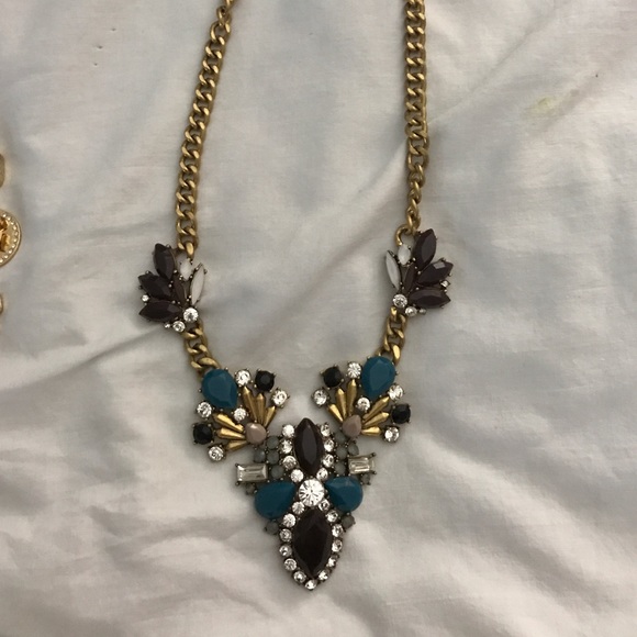JCREW gold and blue statement necklace