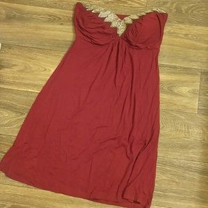 Sexy Red Dress With Rhinestones