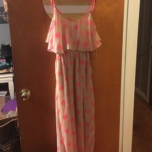 Neon polka dot maxi dress