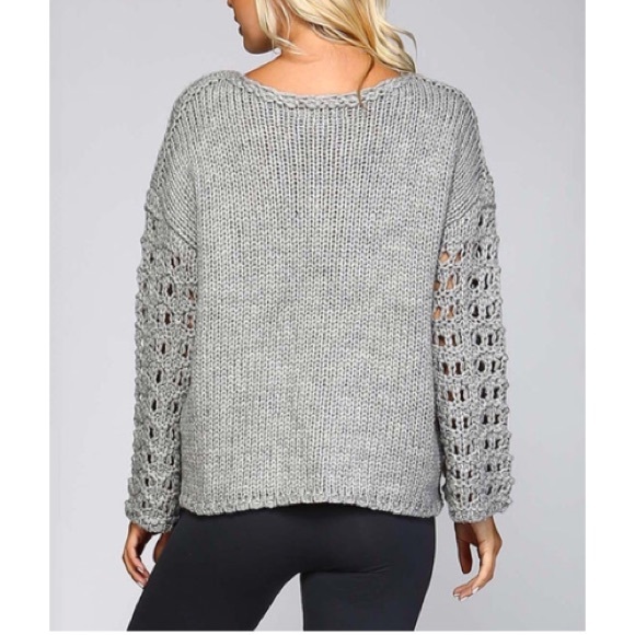 Grey Textured Mohair-Wool Blend Sweater - Picture 2 of 8