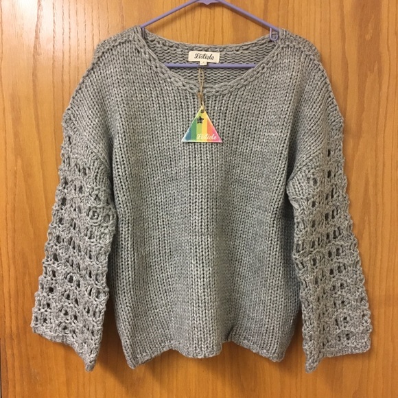 Grey Textured Mohair-Wool Blend Sweater - Picture 3 of 8