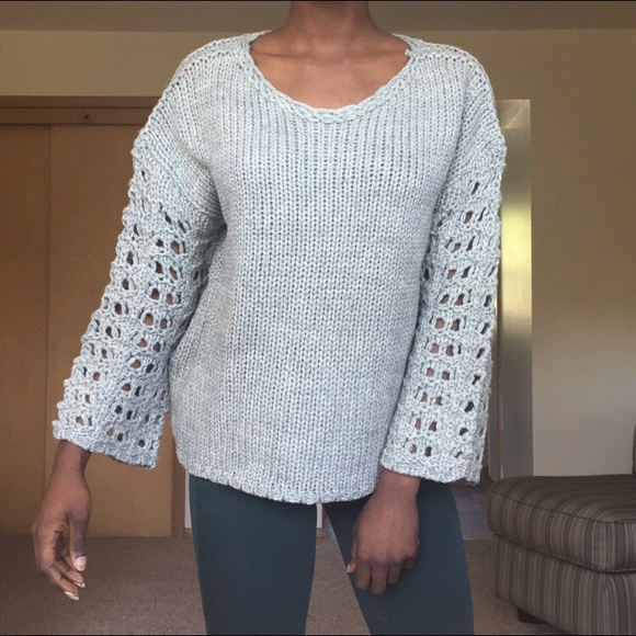 Grey Textured Mohair-Wool Blend Sweater - Picture 5 of 8