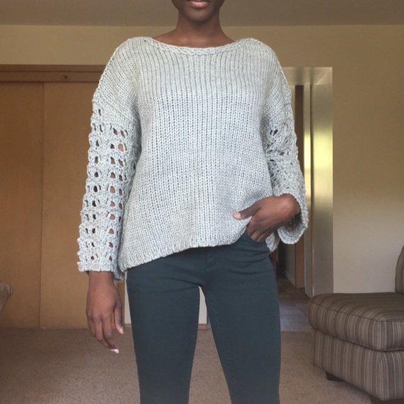 Grey Textured Mohair-Wool Blend Sweater - Picture 6 of 8