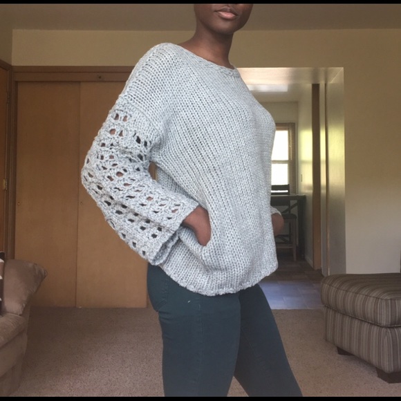 Grey Textured Mohair-Wool Blend Sweater - Picture 7 of 8