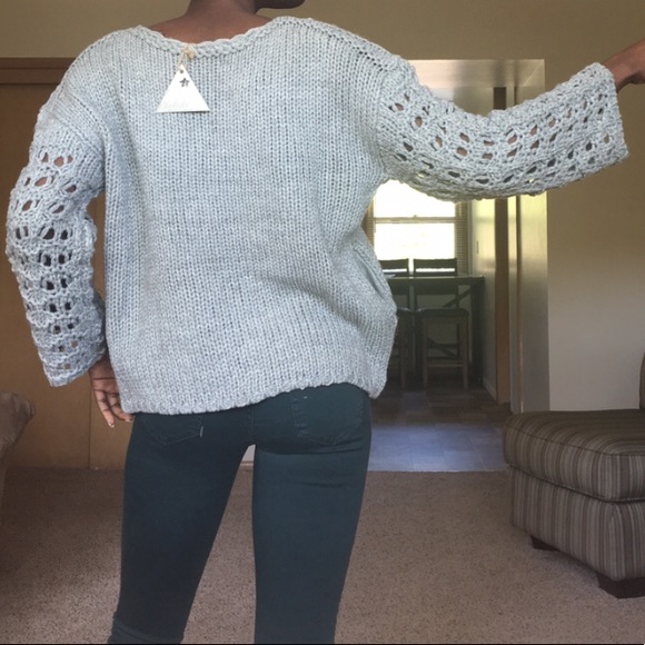 Grey Textured Mohair-Wool Blend Sweater - Picture 8 of 8