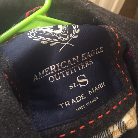 Beautiful gray American eagle wool pea coat - Picture 2 of 4