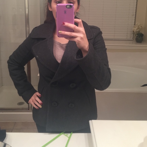 Beautiful gray American eagle wool pea coat - Picture 3 of 4