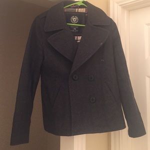 Beautiful gray American eagle wool pea coat