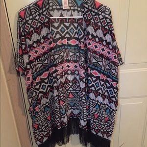 fringed kimono.