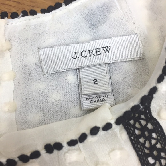 J.Crew Factory Chiffon Dot Blouse with Lace Panels - Picture 3 of 4