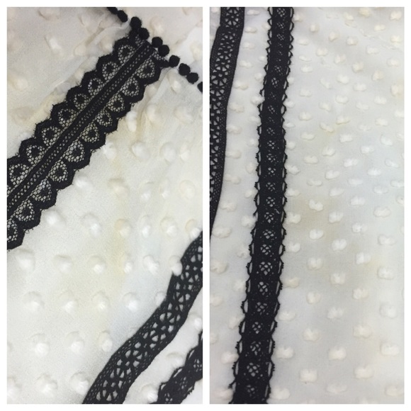 J.Crew Factory Chiffon Dot Blouse with Lace Panels - Picture 4 of 4