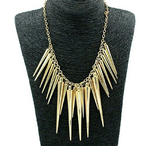 Edgy Spike Necklace & Gold Bracelet Bundle - Picture 2 of 3