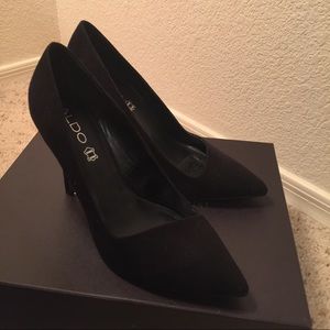Aldo black suede heels - size 7.