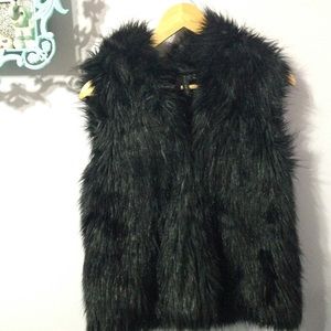 Willi Smith Black Fur Hooded Vest