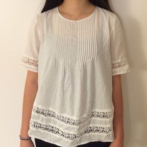 White Flowey Top with Crochet Detailing