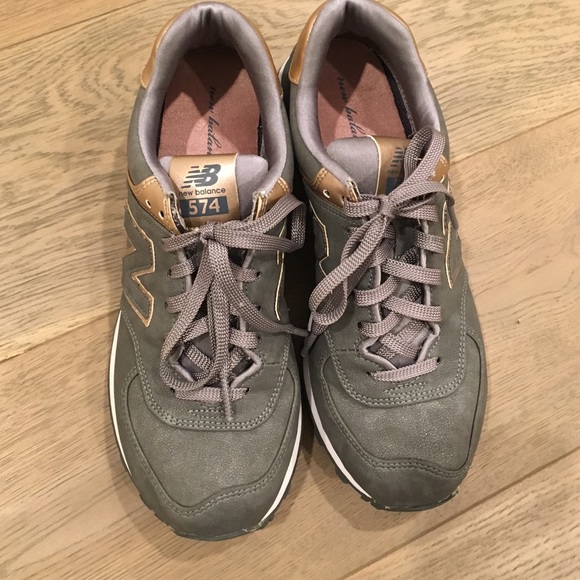 Grey and Rose Gold New Balance 574