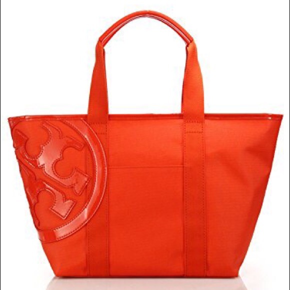 Tory Burch Small Beach Canvas Tote in Poppy Red
