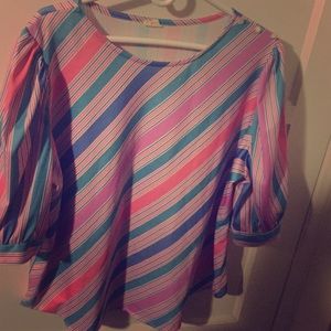 Cute Vintage plus size cotton candy stripe top