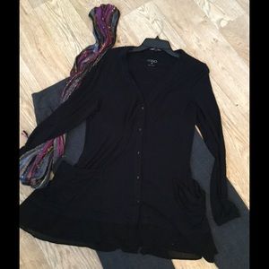 LOGO by Lori Goldstein V-neck Cardigan w/Pockets