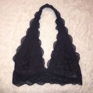 Dark Gray Lace Halter Bralette
