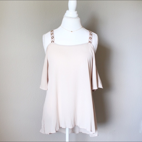 Nude Cold Shoulder Top tunic - Picture 3 of 5