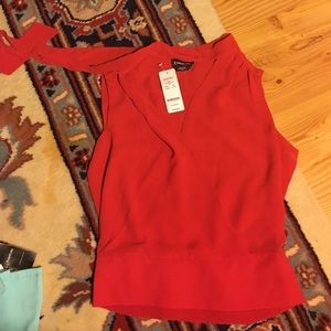 Red Bebe Blouse with tie neck