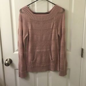 Dusty Rose Sheer Striped Sweater
