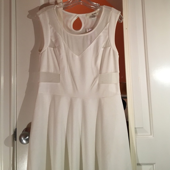 Large White skater mini dress w/ mesh inserts nwt - Picture 1 of 4