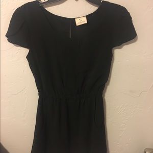 Black cap sleeve dress. pockets and slit in back!