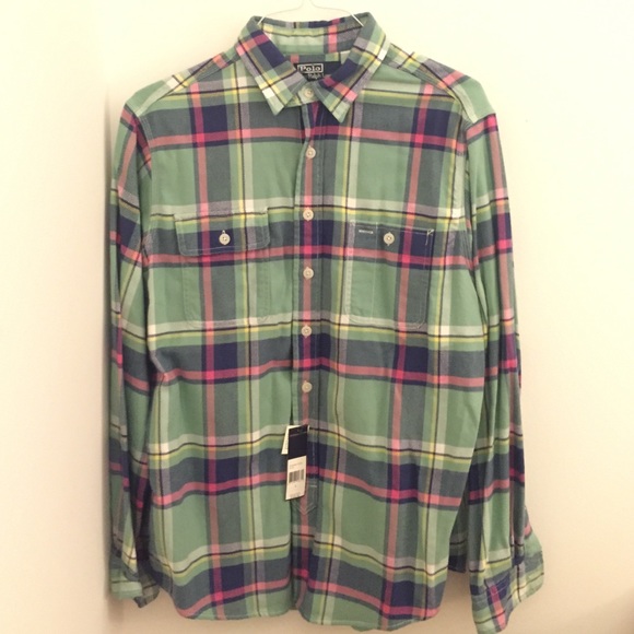 Men's Polo Flannel Sz L NWT