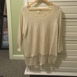 Lace trim light sweater