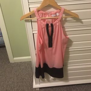 Pink and black dressy tank