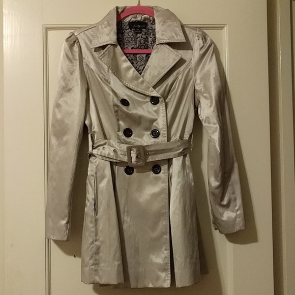 Satin silver trench coat