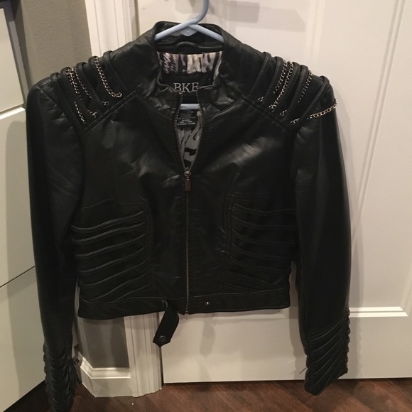Bke black jacket with chain details on shoulders
