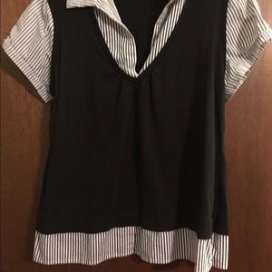 Paris Blues black/white stripe 2fer top 2x